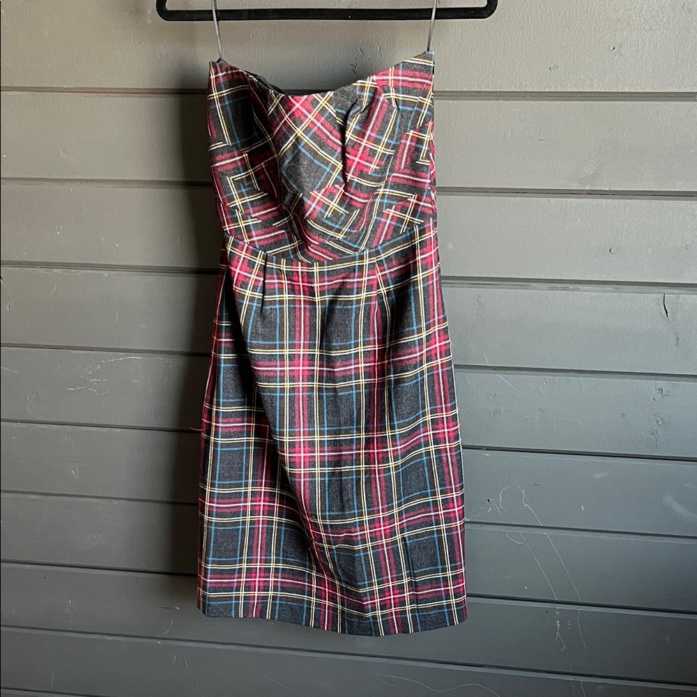 Bitten by Sarah Jessica Parker Strapless Plaid Dress wool